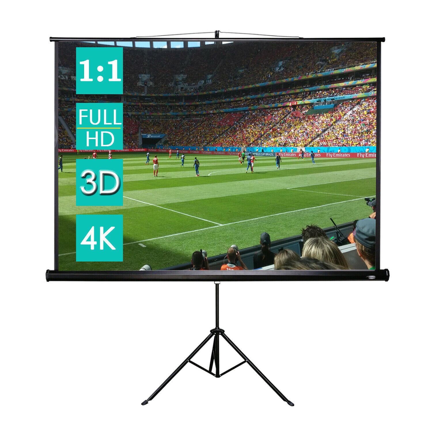 Beamer Leinwand Rolloleinwand Stativ Full-HD Heimkino Rollo Präsentationswand / Höhenverstellbar ✔️203x203✔️1:1 4K 3D