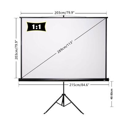 Beamer Leinwand Rolloleinwand Stativ Full-HD Heimkino Rollo Präsentationswand / Höhenverstellbar ✔️203x203✔️1:1 4K 3D