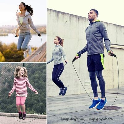 Profi Springseil Skipping Rope Hüpfseil Stahl Sprungseil Fitness Seilspringen 3m