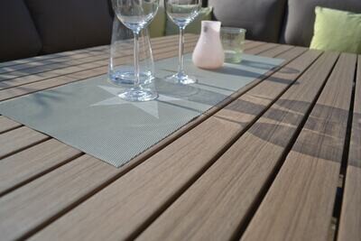 Exklusive Ecklounge "Enviro Wood Ecklounge 2 Stühle Tisch Mailand L-Form, lange Seite des Sofas rechts"