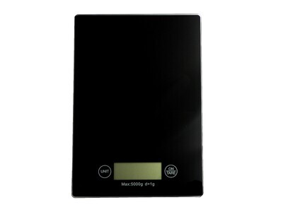 Küchenwaage, Glas LCD 5kg 23x16cm