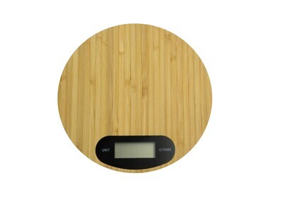 Küchenwaage Bambus rund 5kg LCD 18,5x18,5cm
