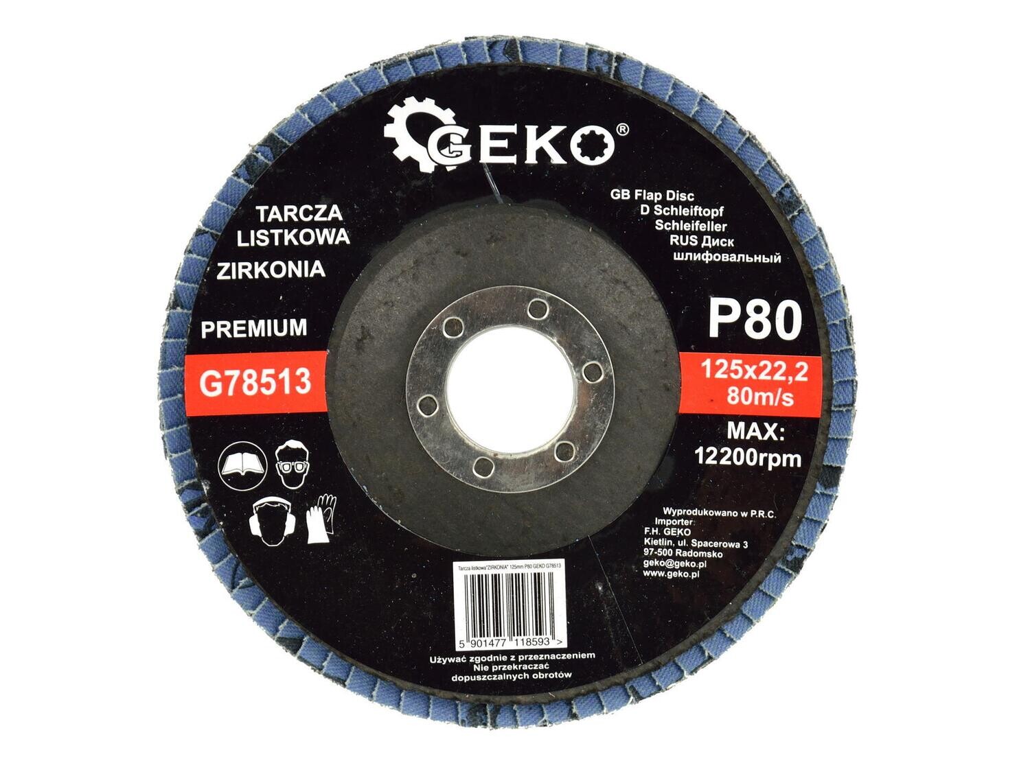 10 Stk. Fächerscheibe &quot;CYRKON&quot; 125mm P80 GEKO PREMIUM