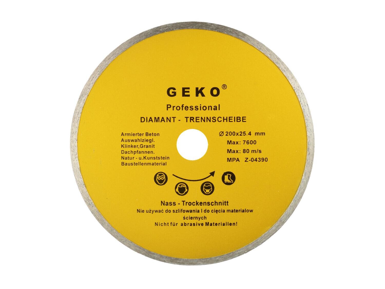 Diamant Schild. 200 mm 25,4 Voller Geko