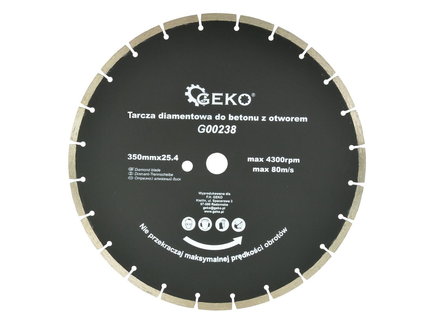 Diamanttrennscheibe für Beton 350mmx25,4mm mit zusätzl. das Loch