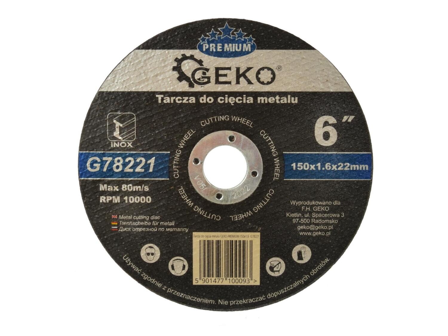 Metalltrennscheibe GEKO PREMIUM 150x1,6 Inox