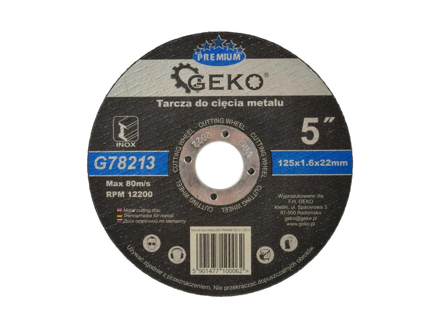 Metalltrennscheibe GEKO PREMIUM 125x1,6 Inox