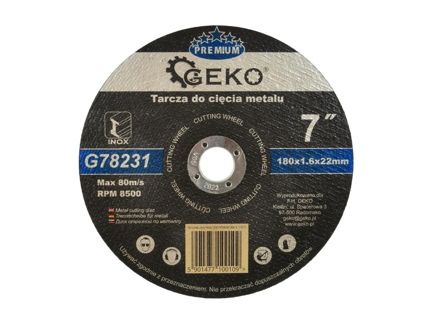 5 Stk. Metalltrennscheibe GEKO PREMIUM 180x1,6 Inox