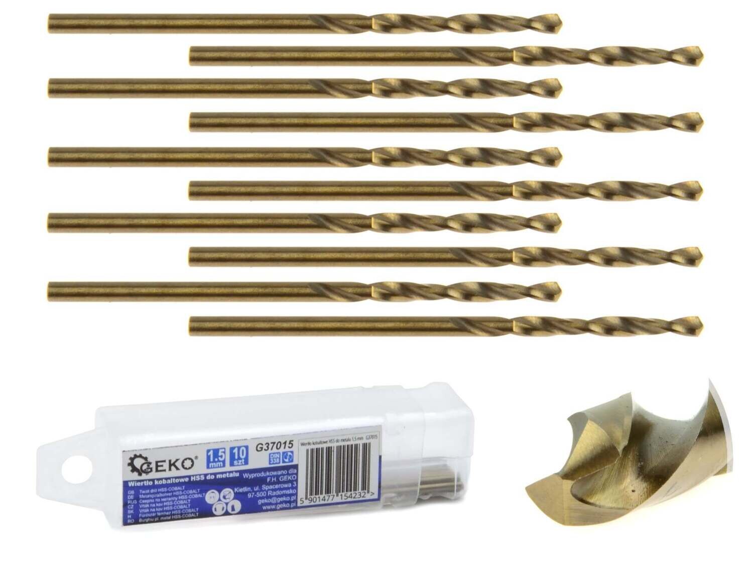 10 Stk. HSS-Kobaltbohrer für Metall 1,5 mm
