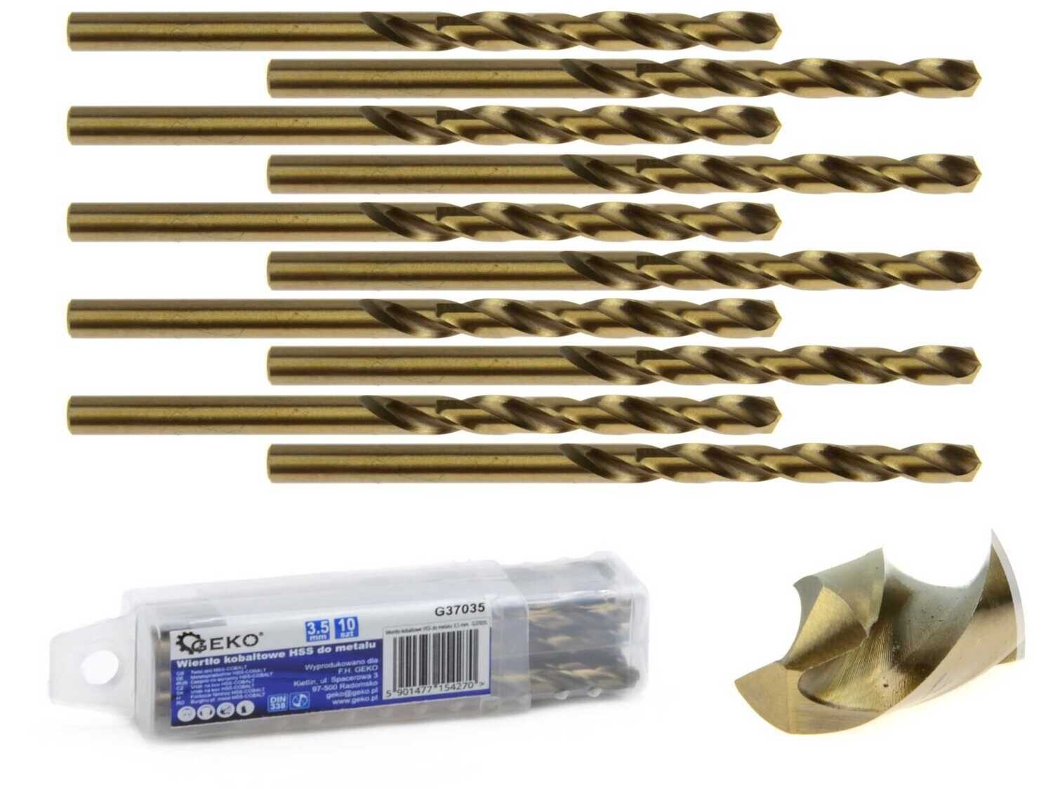 10 Stk. HSS-Kobaltbohrer für Metall 3,5 mm