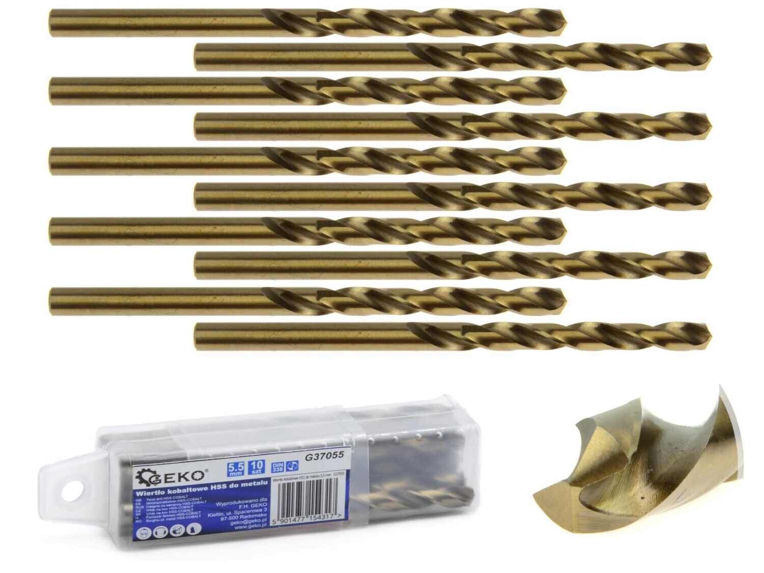 10 Stk. HSS-Kobaltbohrer für Metall 5,5 mm