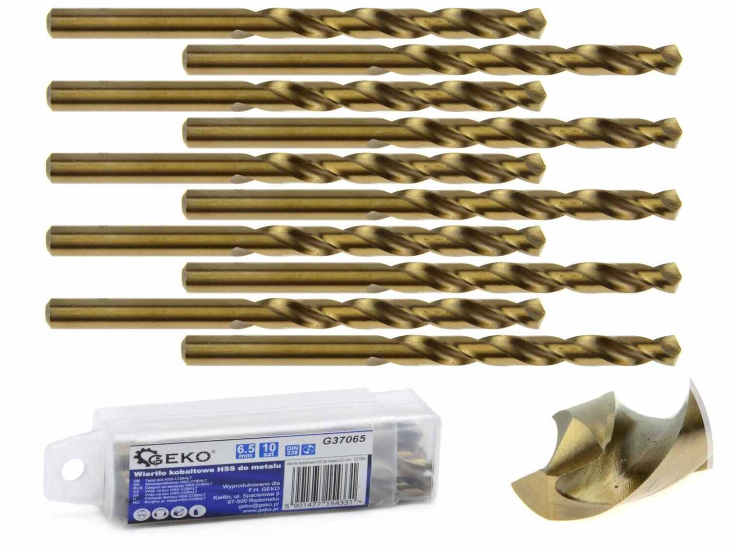 10 Stk. HSS-Kobaltbohrer für Metall 6,5 mm