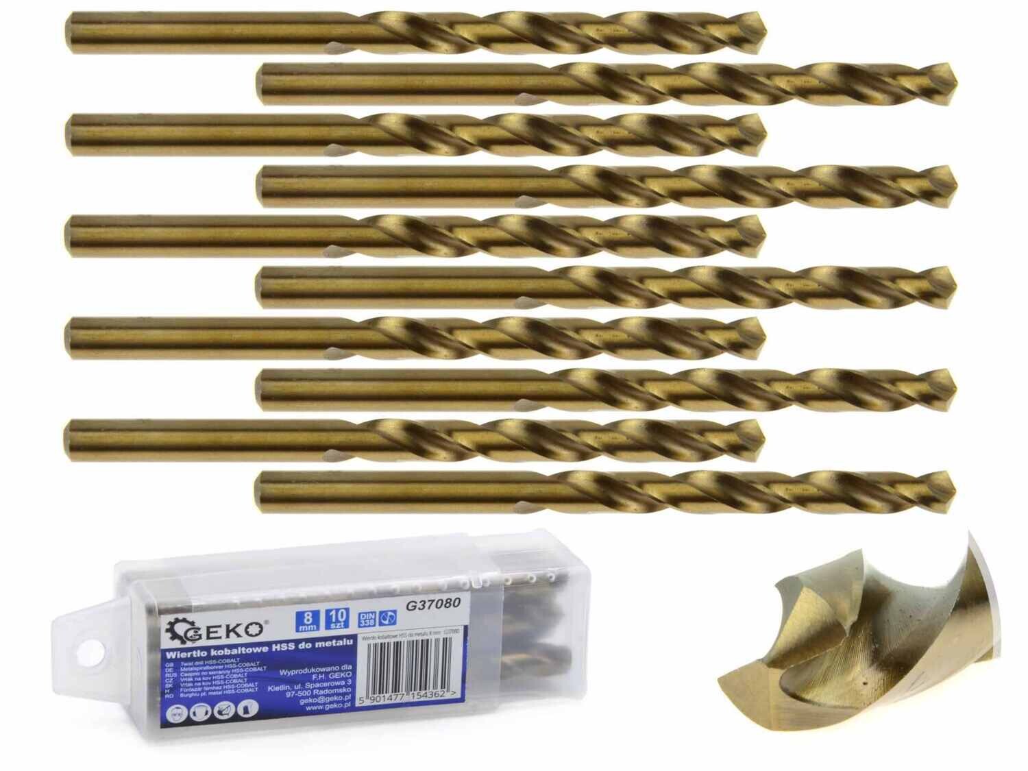 10 Stk. HSS-Kobaltbohrer für Metall 8 mm