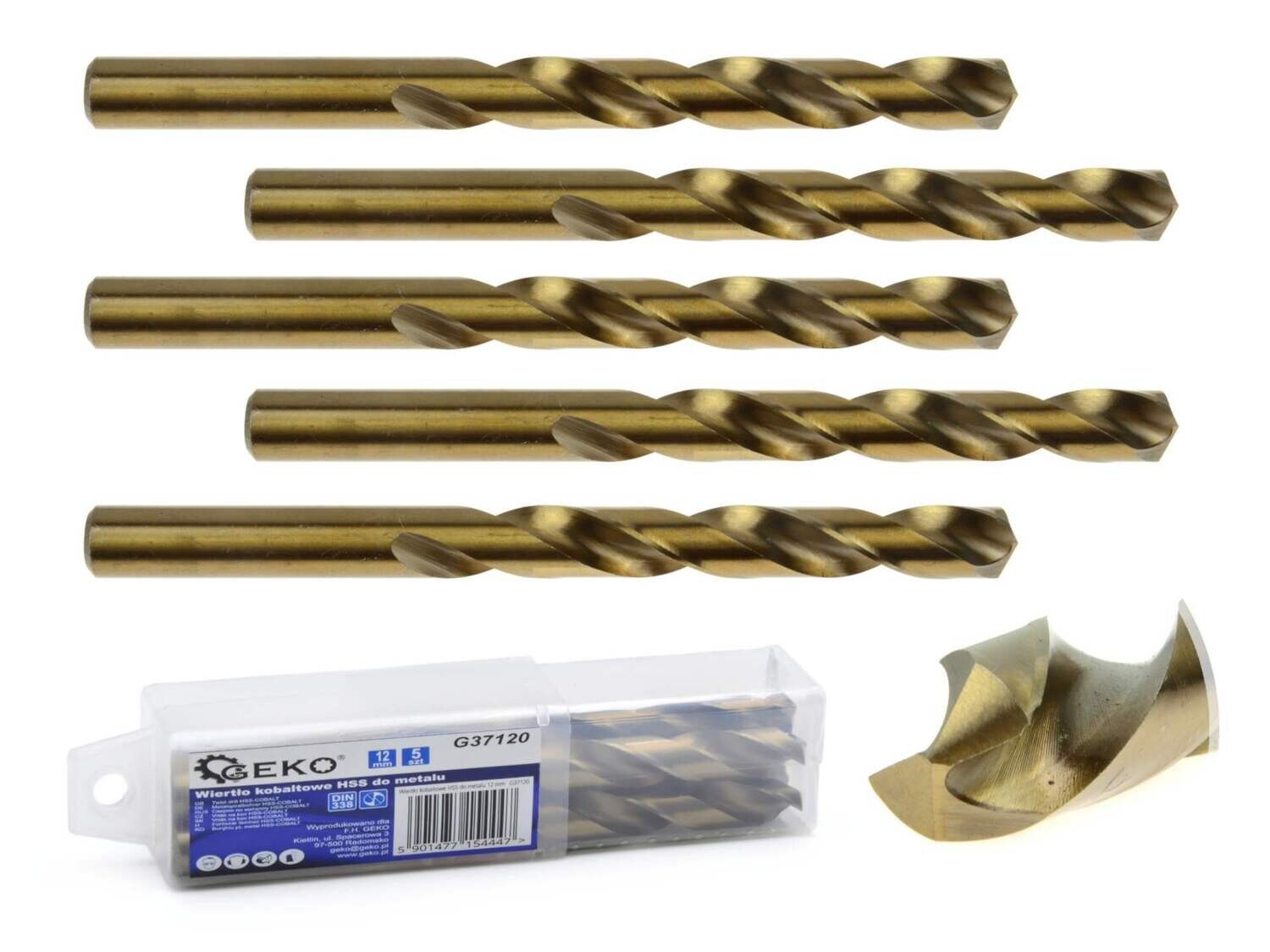5 Stk. HSS-Kobaltbohrer für Metall 12 mm