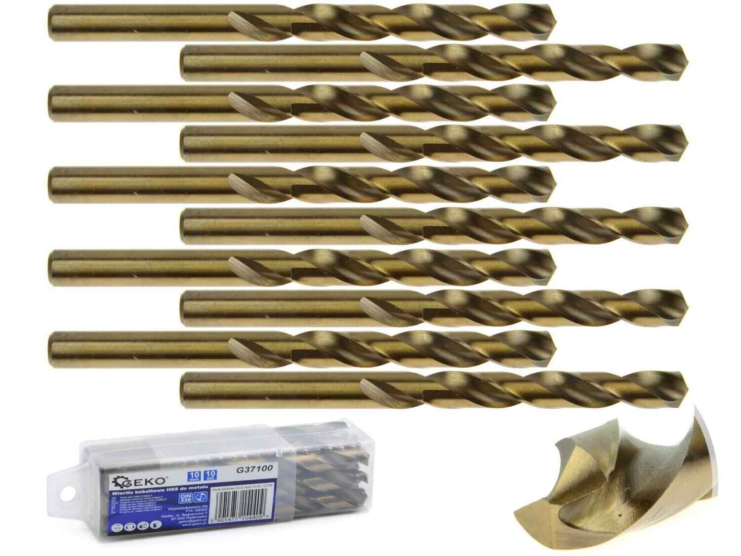 10 Stk. HSS-Kobaltbohrer für Metall 10 mm