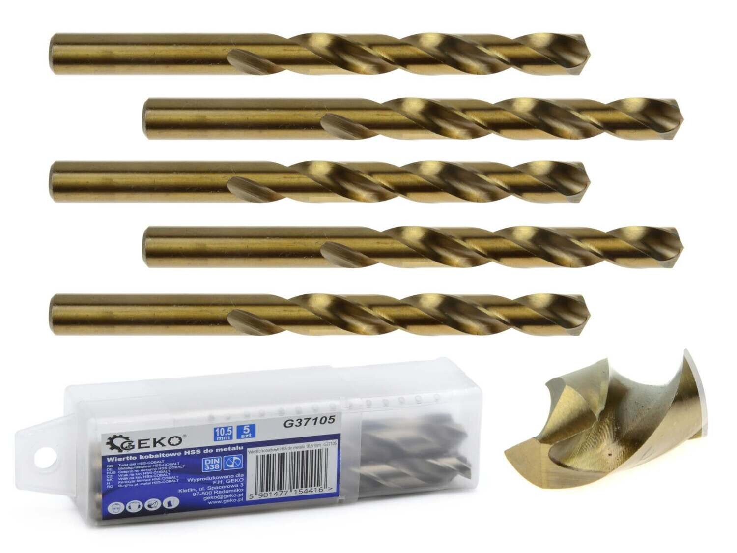 5 Stk. HSS-Kobaltbohrer für Metall 10,5 mm