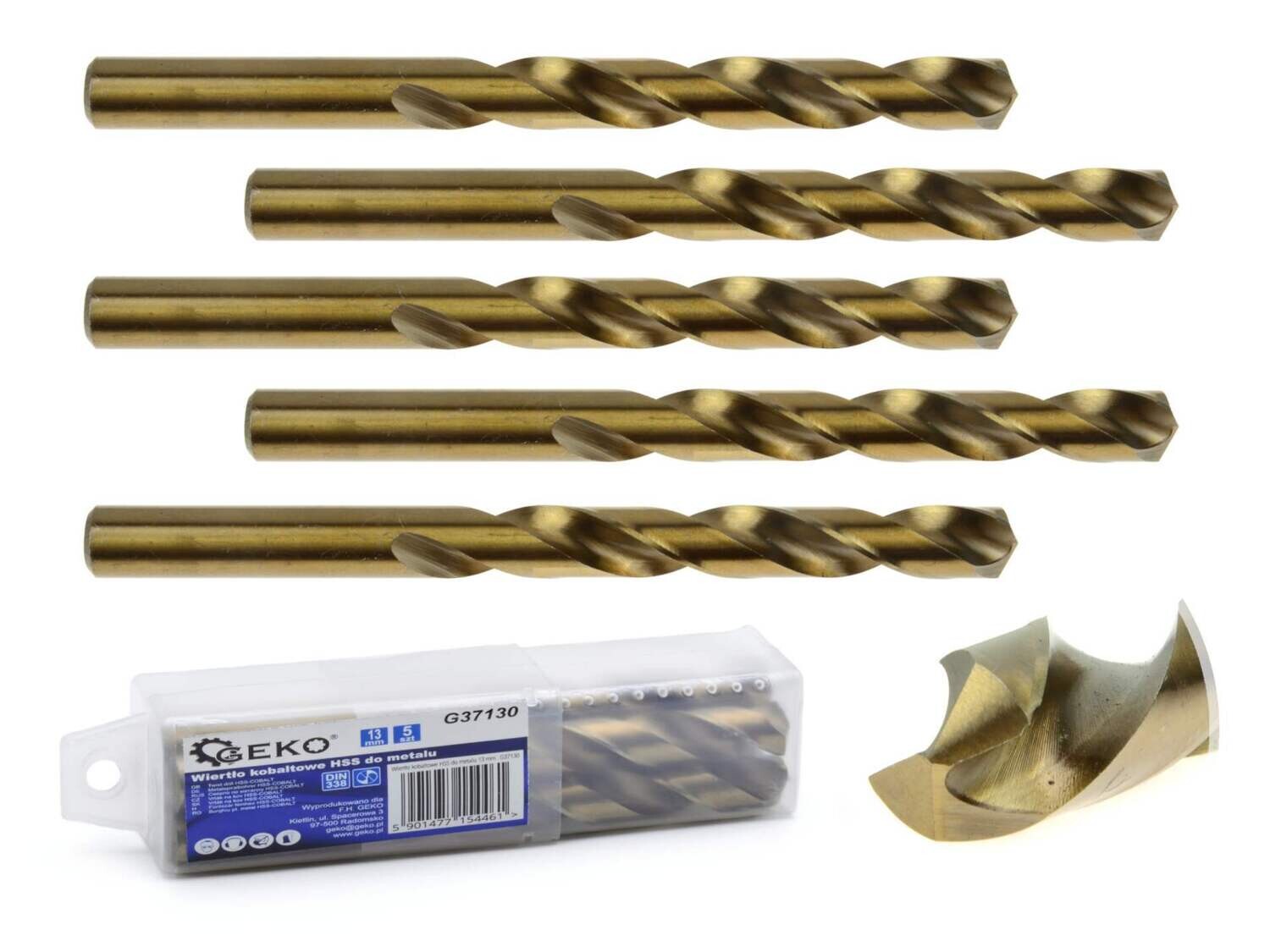 5 Stk. HSS-Kobaltbohrer für Metall 13 mm