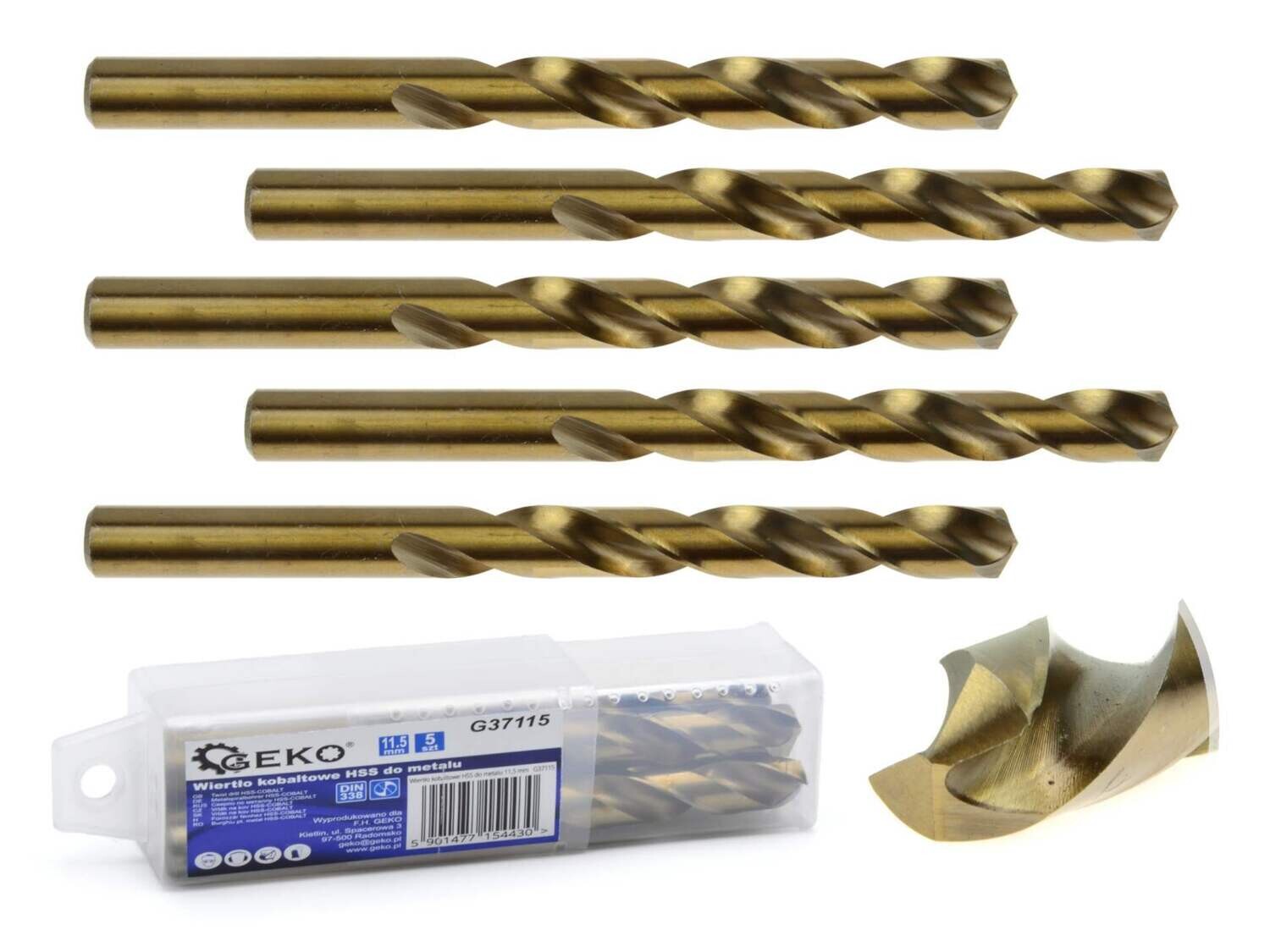 5 Stk. HSS-Kobaltbohrer für Metall 11,5 mm