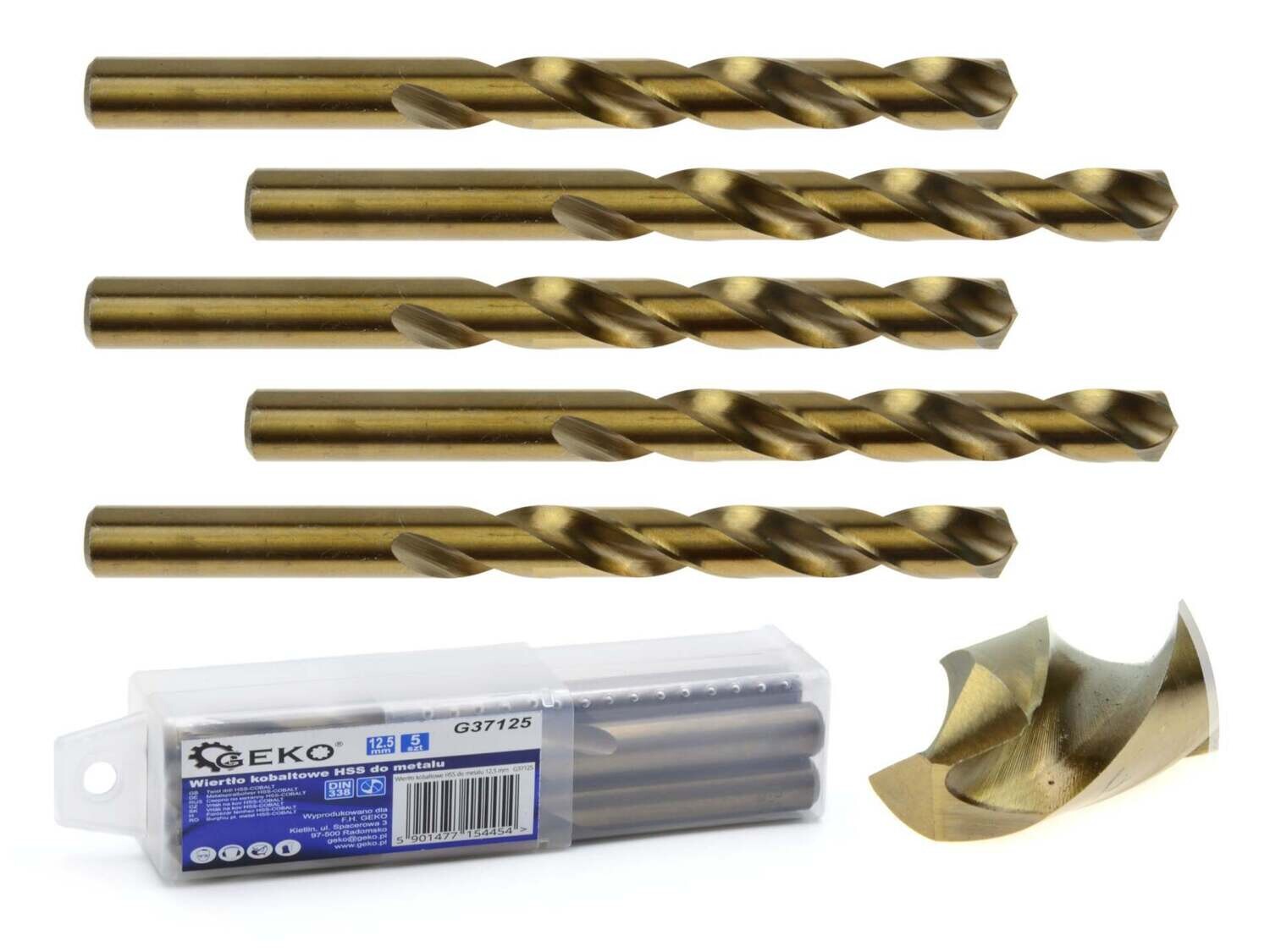 5 Stk. HSS-Kobaltbohrer für Metall 12,5 mm