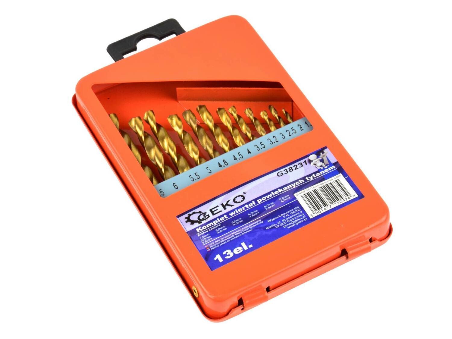 Bohrer-Set 13-tlg. 1,5-6,5 mm Titanoberfläche m Karton