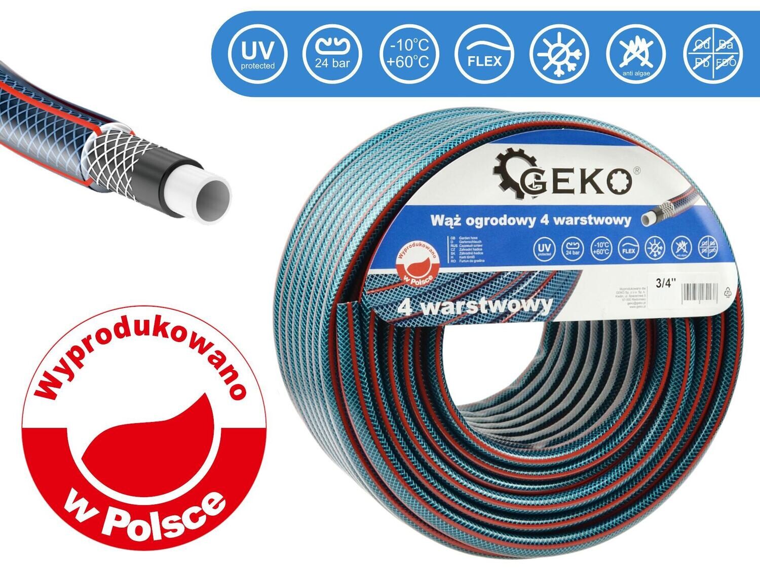 Gartenschlauch 4 Lagen 3/4&quot; 50m GEKO NEU
