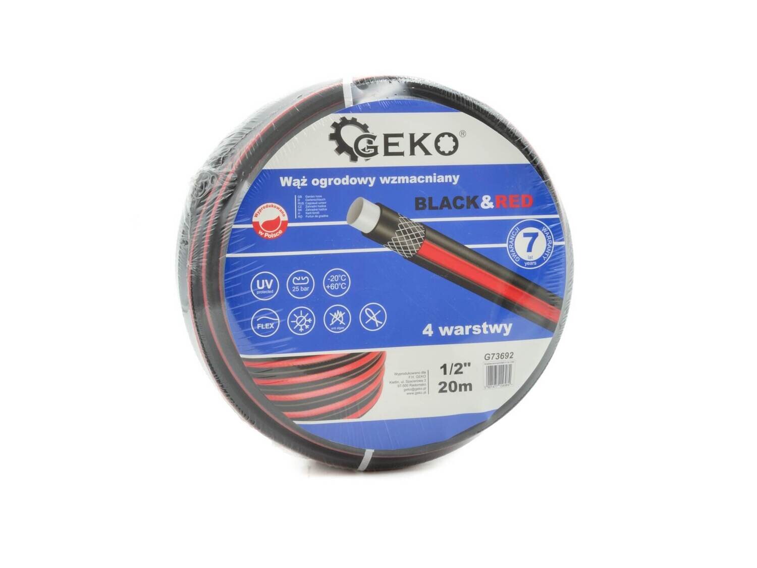 Gartenschlauch verstärkt SCHWARZ &amp; ROT 1/2&quot; 30m