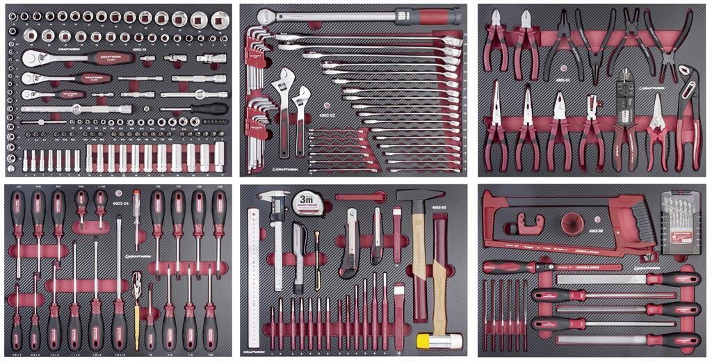 WERKZEUG-SATZ, EVA, 1/4&quot;+ 3/8&quot;+ 1/2&quot;, 280-TLG.