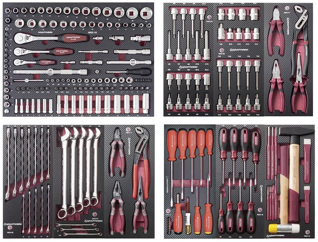 WERKZEUG-SATZ, EVA 1/4&quot;+ 3/8&quot;+ 1/2&quot;, PB+HT, 226-TLG.