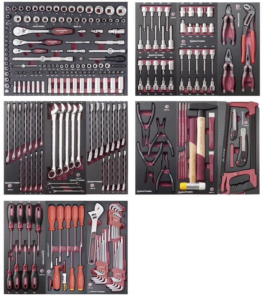 WERKZEUG-SATZ, EVA 1/4&quot;+ 3/8&quot;+ 1/2&quot;, PB+HT, 287-TLG.