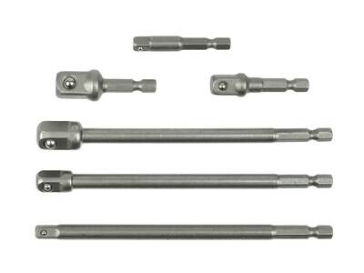 6-teiliges Stecknuss-Adapter-Set HEX 1/4" 3/8" 1/2"