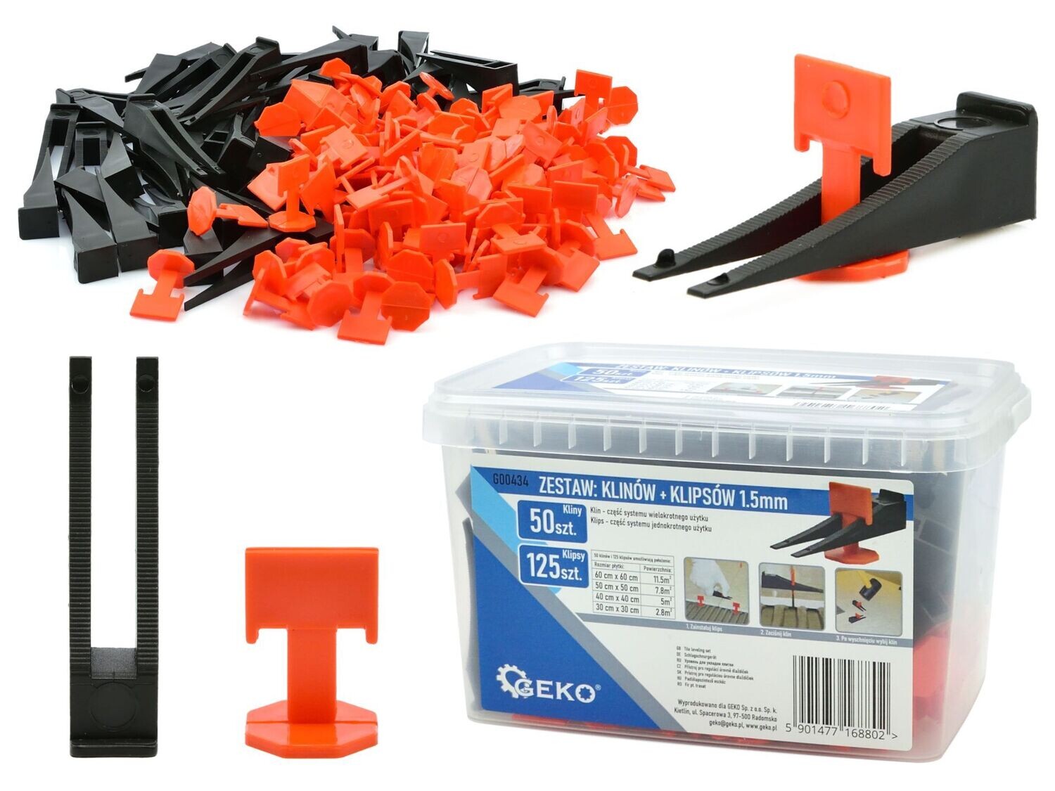Fliesen-Nivelliersystem - 50 Keile + 125 Clips 1,5 mm