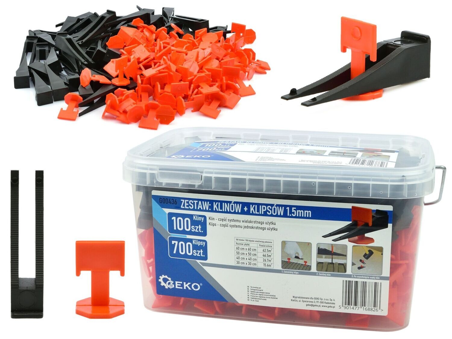 Fliesen-Nivelliersystem - 100 Keile + 700 Clips 1,5 mm