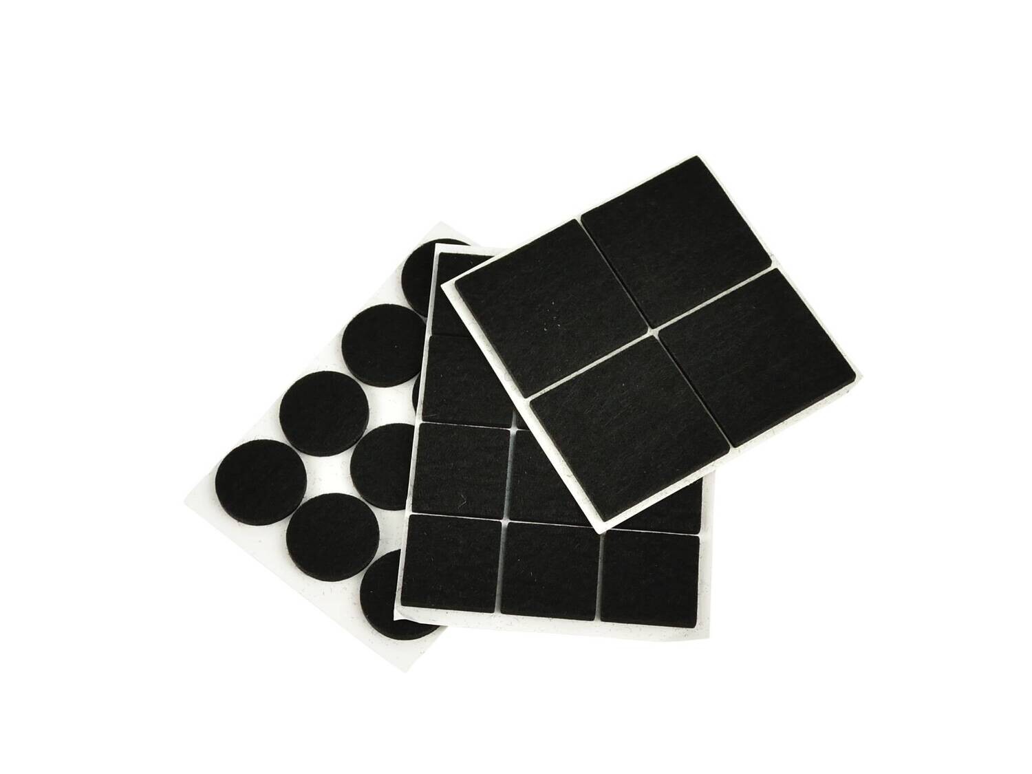 Filzgleiter für Möbelset (schwarz) - rund 25mm und rechteckig 25x25mm + 40x40mm 28St.