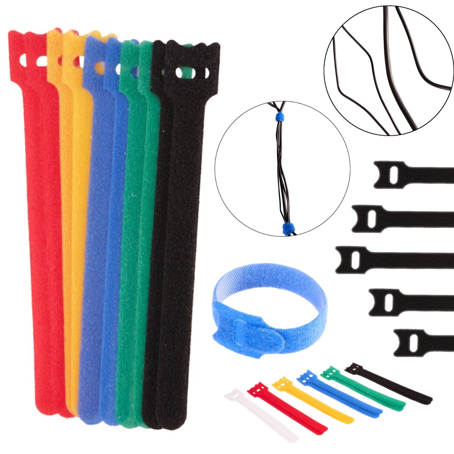 12-teiliges Klettband-Klemmband 150 mm x 12 mm im Set