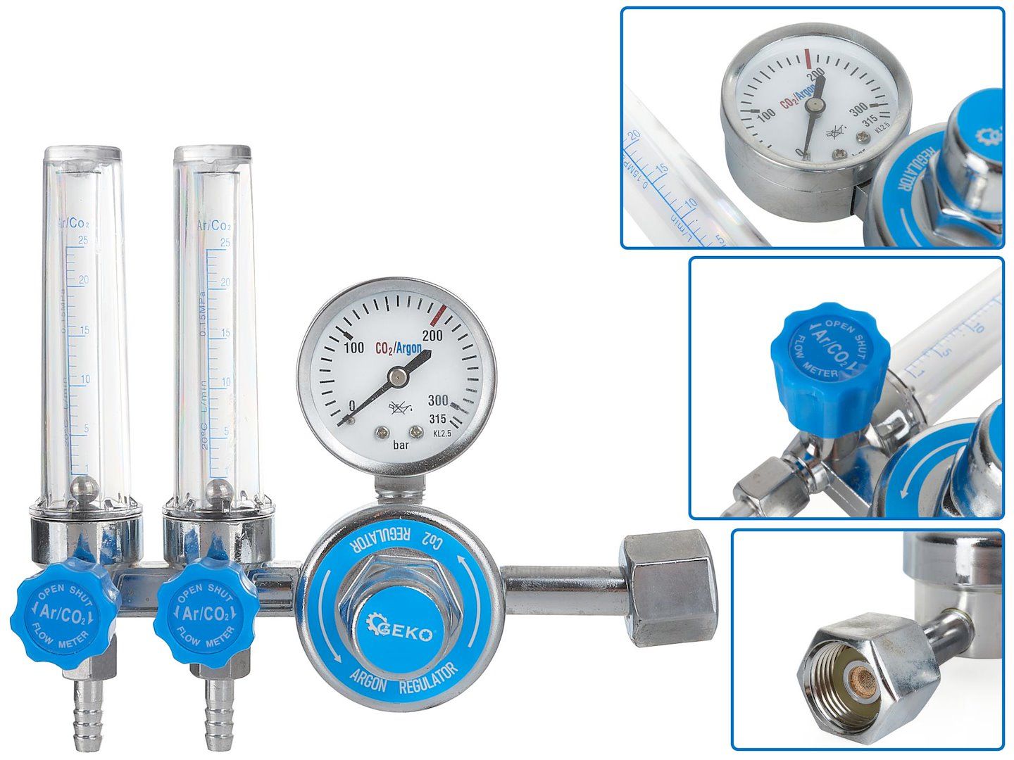 CO2/ARGON-Reduzierer mit zwei Rotametern