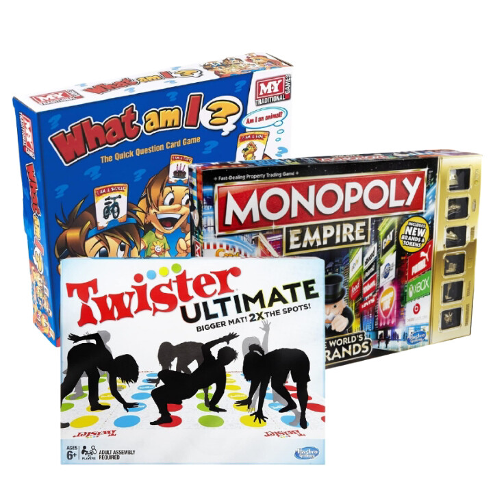 Monopoly + Twister + Who I am - სამაგიდო თამაშები 3 ერთში