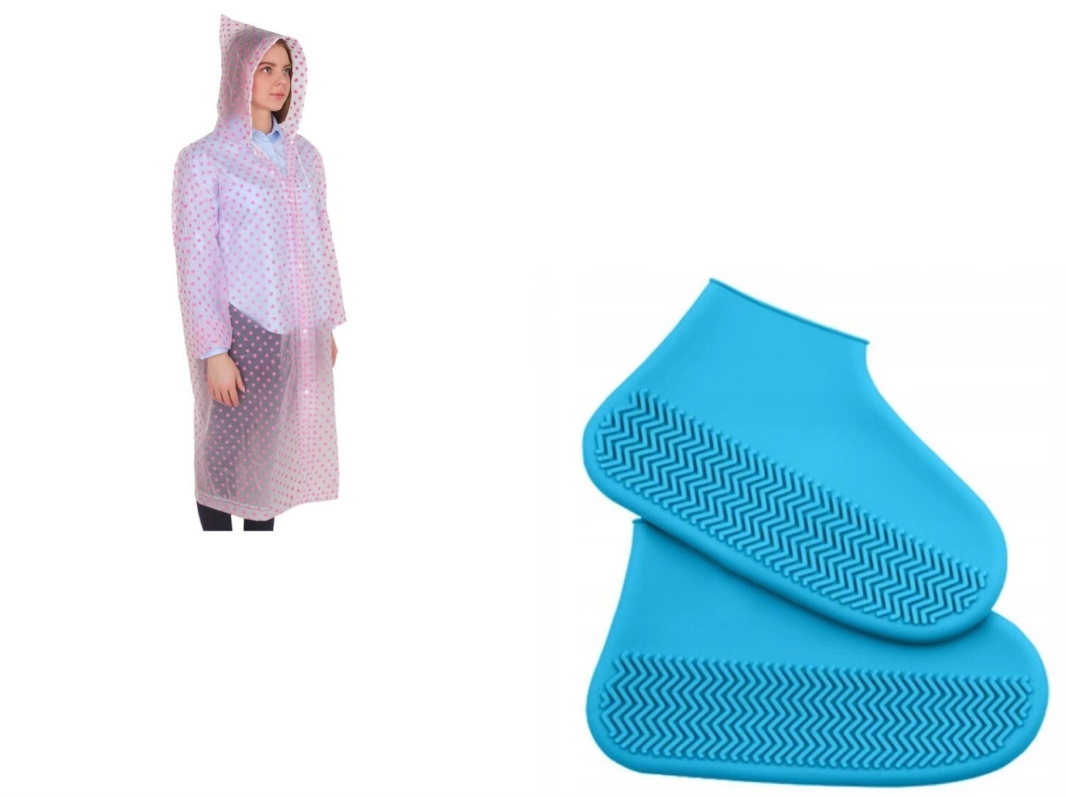 Raincoat + Silicone shoe cover case - საწვიმარი + ფეხსაცმლის სილიკონის საწვიმარი