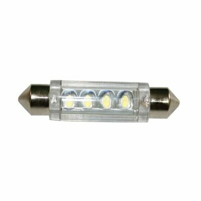 Bombilla 12V. LED. T11 SV8.5-8. blanco - 4 LEDs. 11x41mm