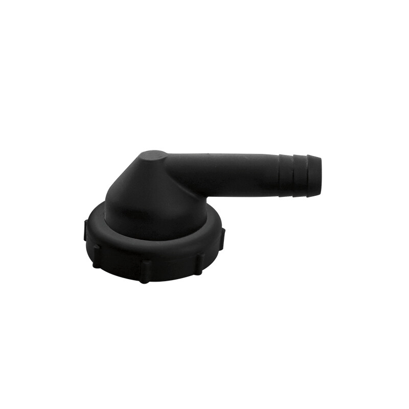 Outlet Elbow Fitting.for � 12mm hose.1 1/2 thread tightening ring.black