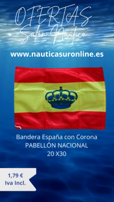 PABELLON NACIONAL CON CORONA 30x20 BANDERA ESPAÑA GS73326