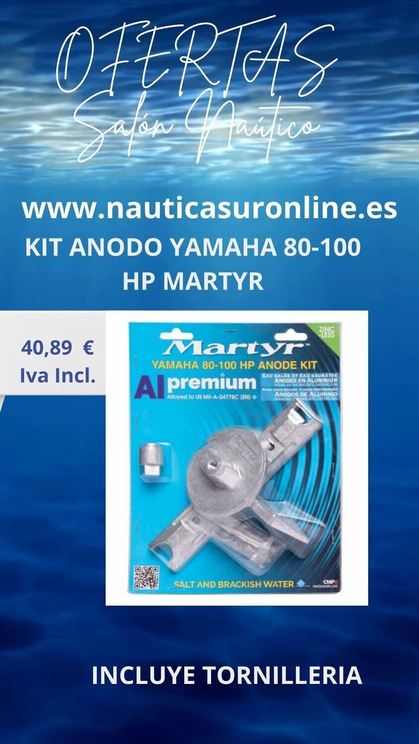 KIT DE ANODO DE ALUMINIO YAMAHA 80-100HP MARTYR CMY80100KITA