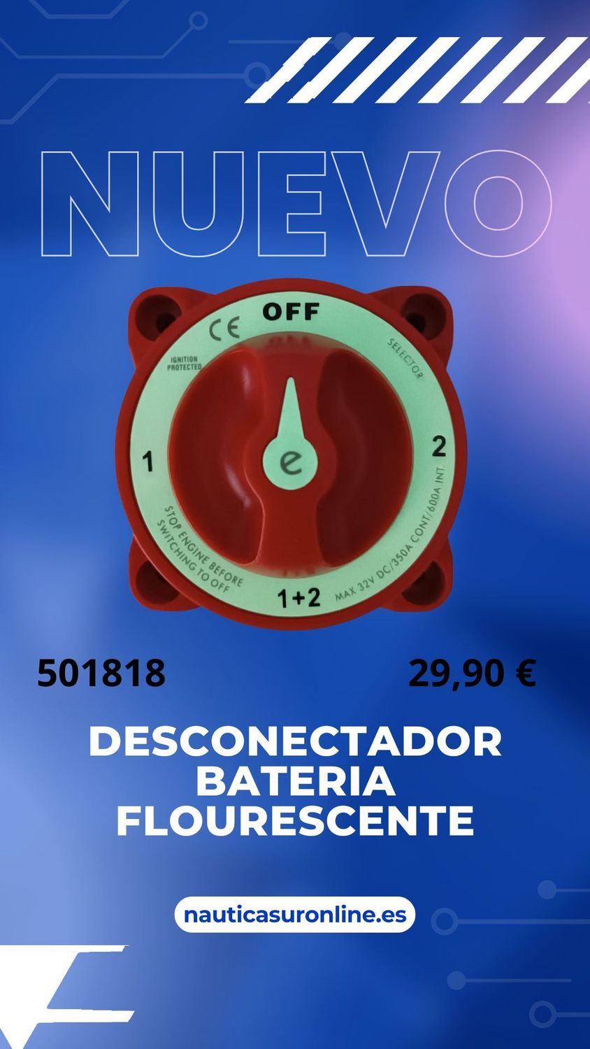 DESCONECTADOR DOBLE BATERIA ,FLOURESCENTE 501818