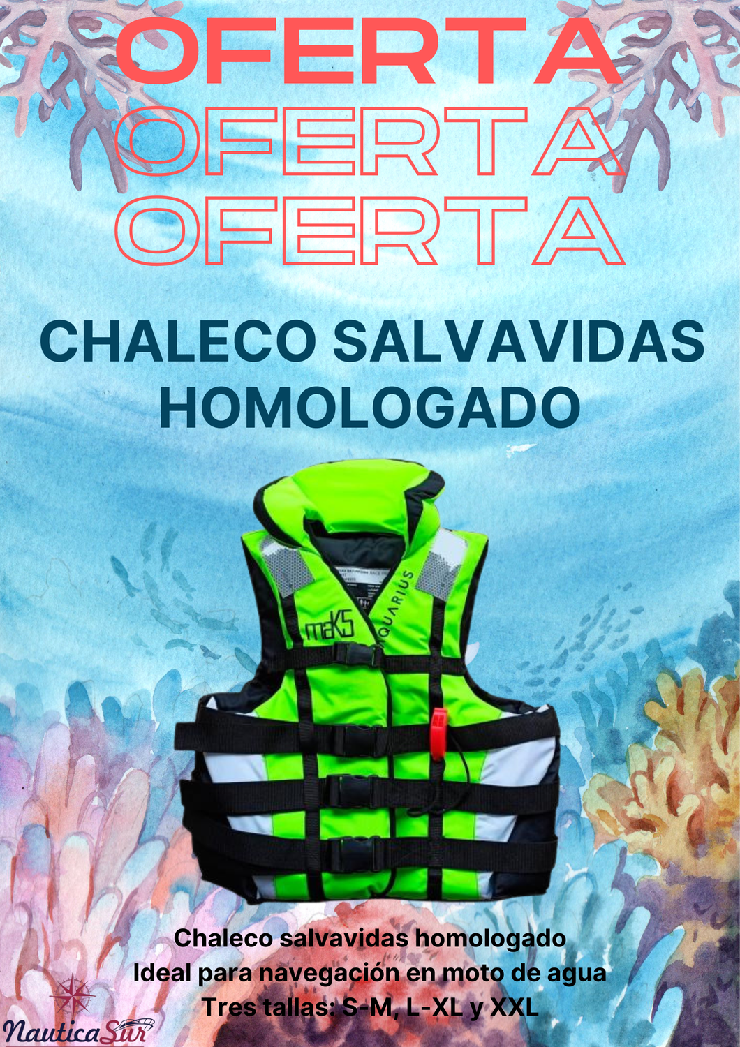 Chaleco Salvavidas Moto de Agua Homologado 100N – Talla L-XL D8019201