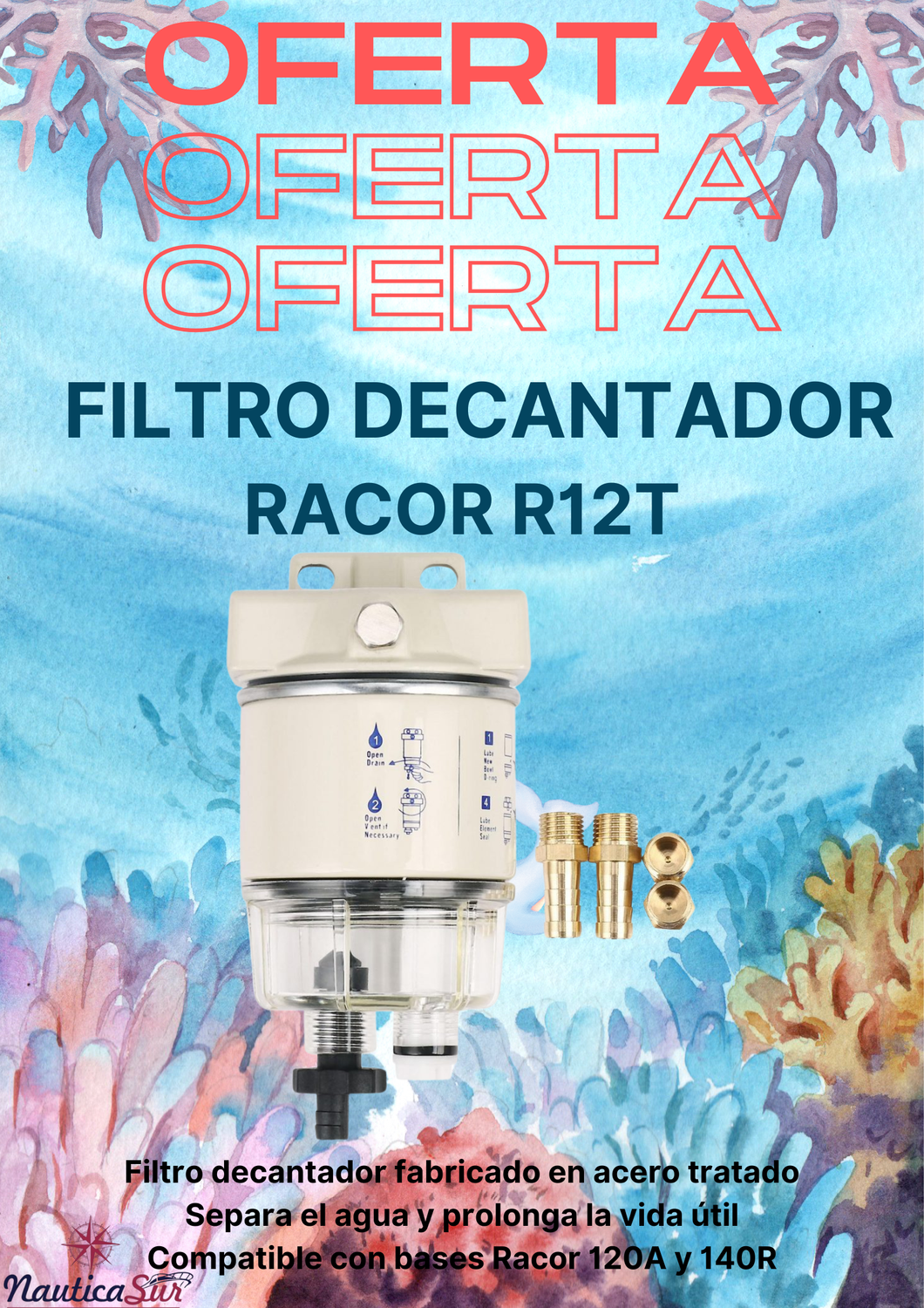 Filtro Decantador Racor R12T – Separador de Agua y Combustible 030925