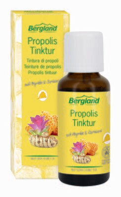 Propolis Tinktur
mit Myrrhe & Curcuma
- Bei irritierter Mundschleimhaut
- Ohne Alkohol
- Mit 89% Propolis-Extrakt
