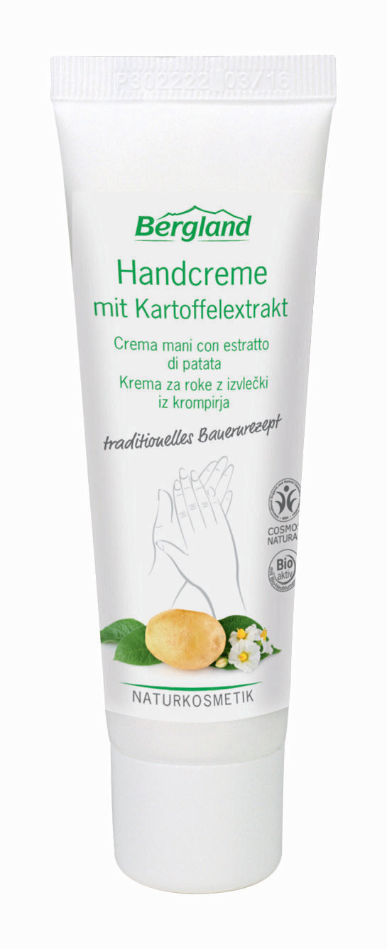 Handcreme mit Kartoffelextrakt
traditionelles Bauernrezept

- Schützende Intensivpflege
- Für strapazierte und rissige Hände
- Zieht schnell ein

    ✓ vegan