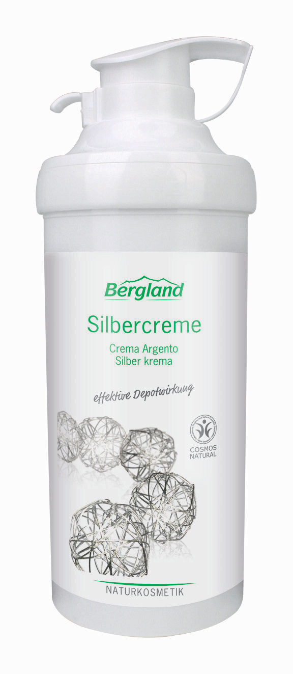 Silbercreme
effektive Depotwirkung

- Schutzschild für irritierte Haut
- Lindert u. a. Juckreiz und Hautrötungen
- Nano frei

    ✓ vegan

500 ml