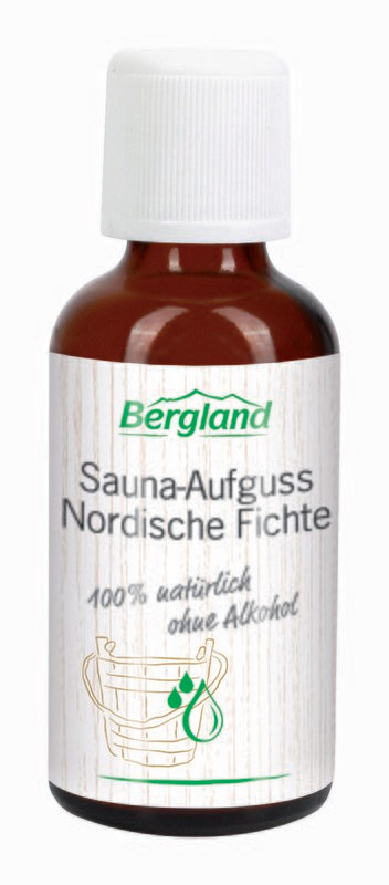 Sauna-Aufguss Nordische Fichte
100 % natürlich, ohne Alkohol

- Kräftige Duftmischung für freies Durchatmen
- Mit naturreinen ätherischen Ölen
- Verdampft ohne Rückstände

    ✓ vegan