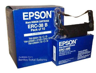 10 Pack of  ERC-38B Genuine EPSON Printer Ribbon Cartridges  BLACK  C43SO15374 