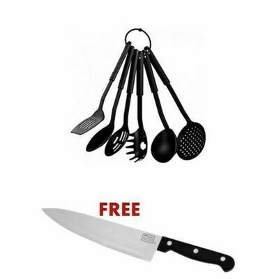 Generic 6 Piece Non-Stick Cooking Spoons Set + FREE Kitchen Knife Generic 6 Piece Non-Stick Cooking Spoons Set + FREE Kitchen Knife